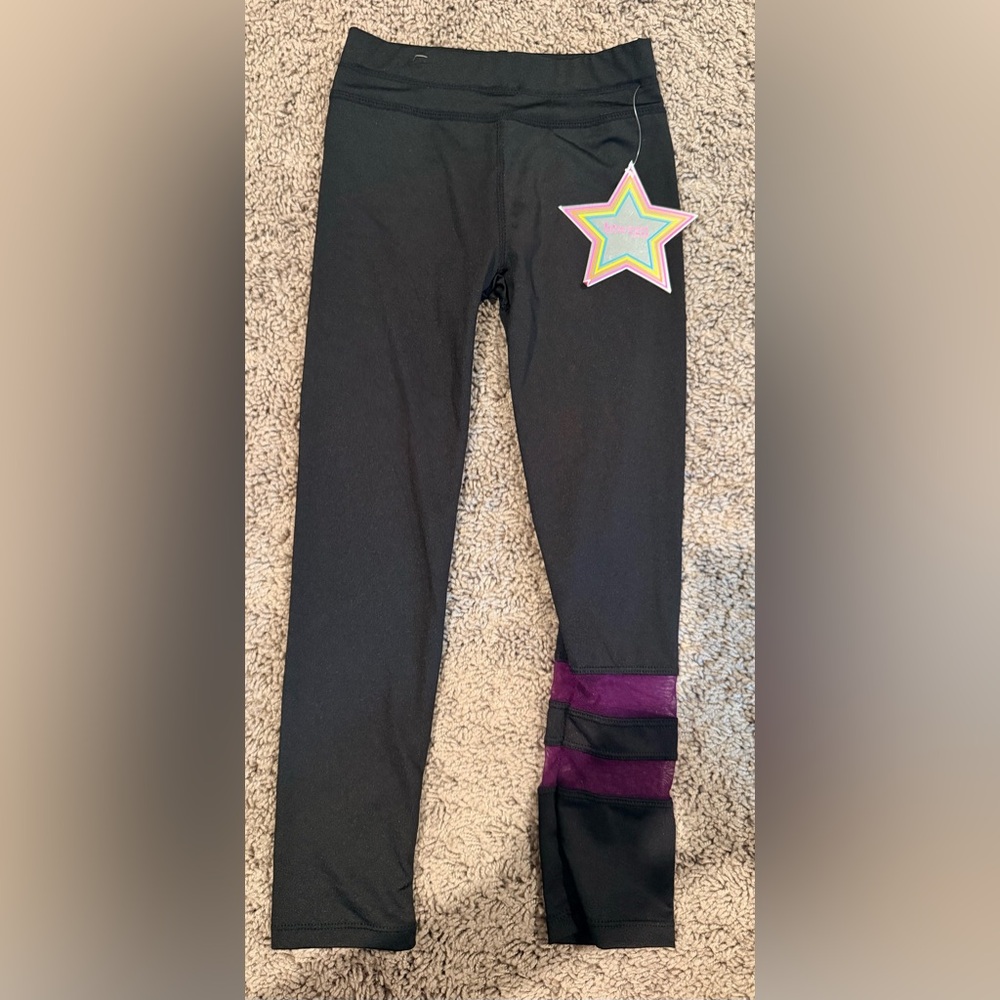 btween Black Leggings with Purple Accent Panel